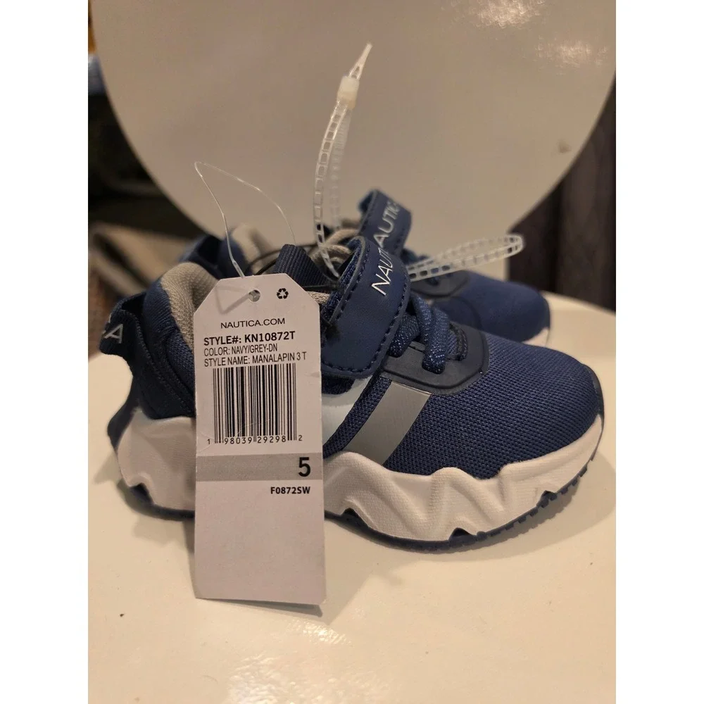 Nautica Manalapin 3T Toddler Sneakers Navy Grey Athletic Shoes KN10872T Size 5
